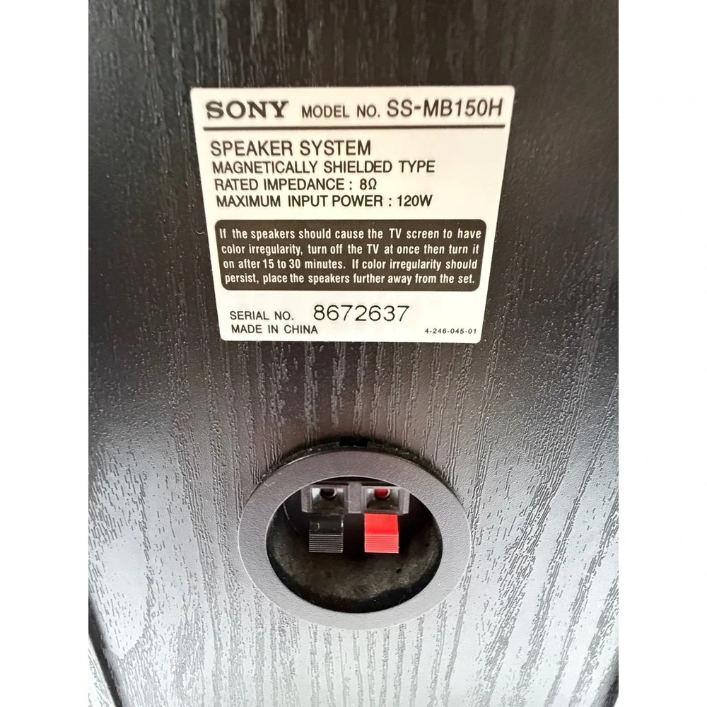 Sony SS-MB150H Bookshelf Speakers Pair Black Wood Grain 120W